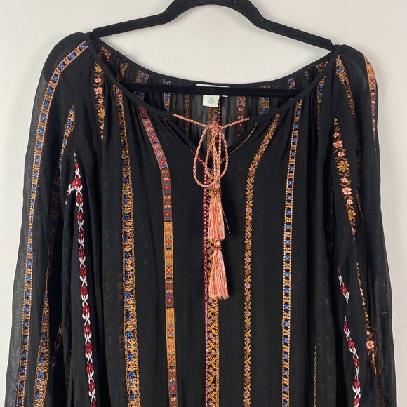Sundance Black and Orange Bohemian Blouse - Picture 2 of 8